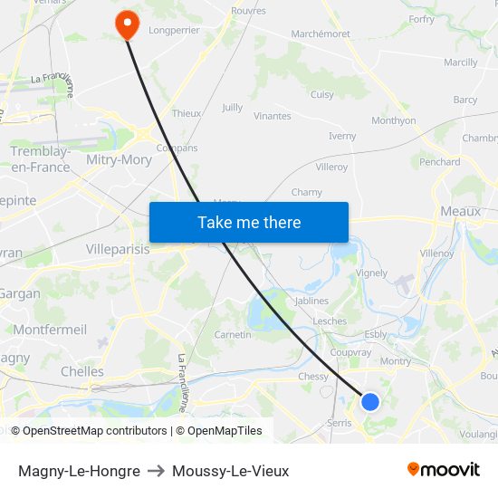 Magny-Le-Hongre to Moussy-Le-Vieux map