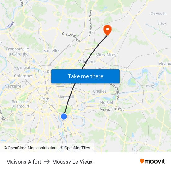 Maisons-Alfort to Moussy-Le-Vieux map