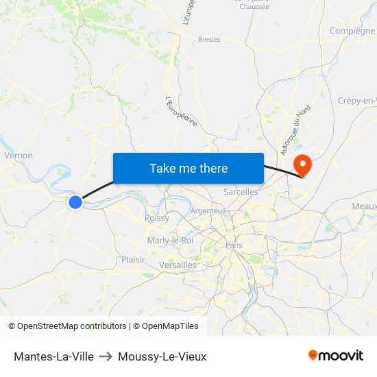Mantes-La-Ville to Moussy-Le-Vieux map