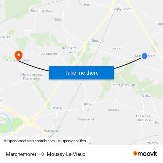 Marchemoret to Moussy-Le-Vieux map