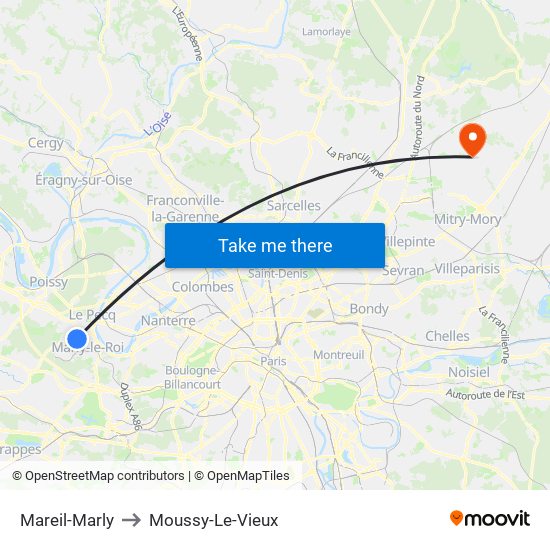 Mareil-Marly to Moussy-Le-Vieux map