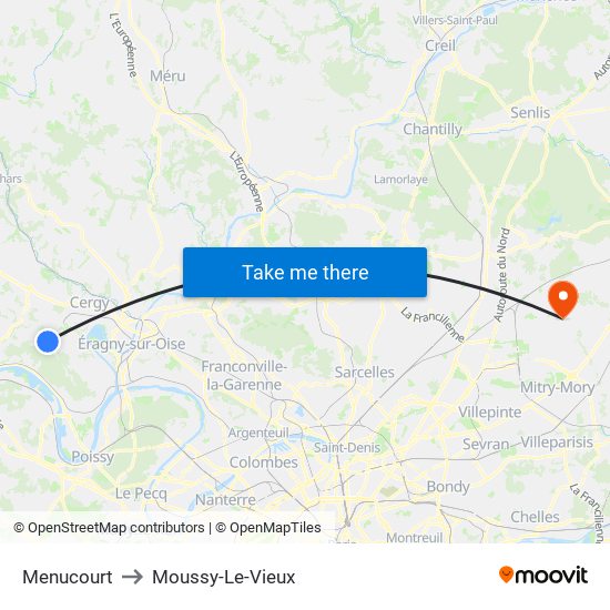 Menucourt to Moussy-Le-Vieux map