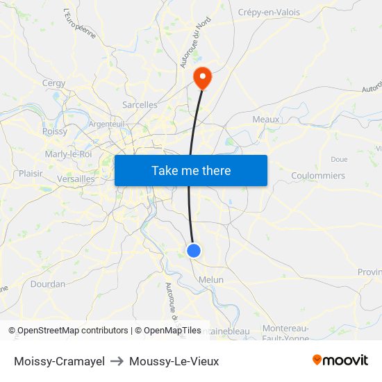 Moissy-Cramayel to Moussy-Le-Vieux map