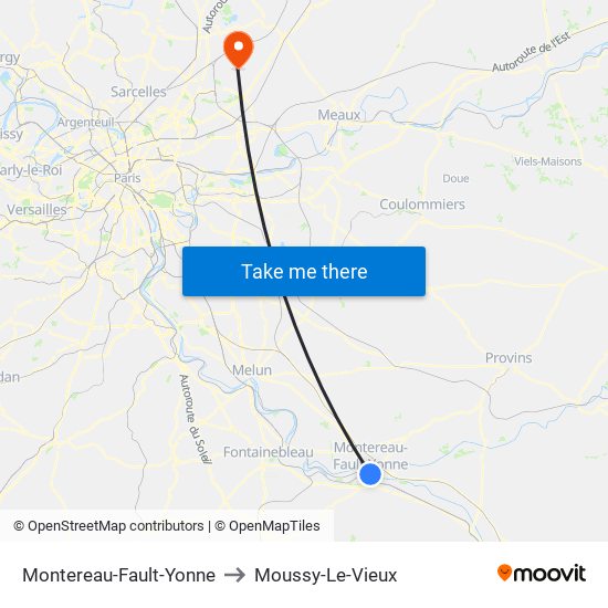 Montereau-Fault-Yonne to Moussy-Le-Vieux map