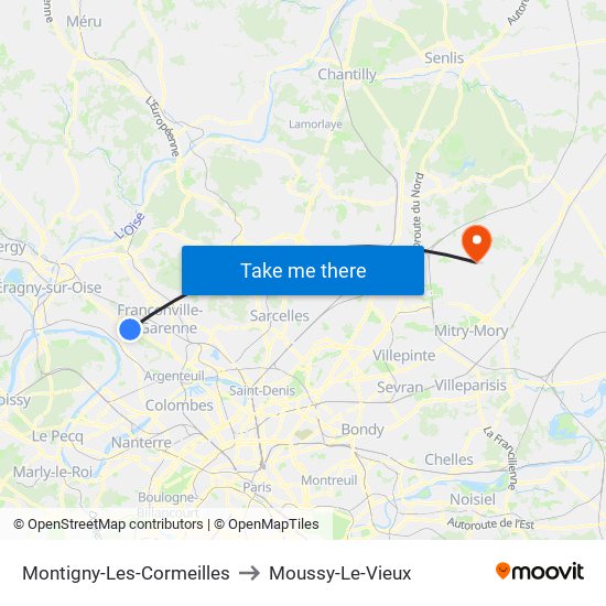 Montigny-Les-Cormeilles to Moussy-Le-Vieux map