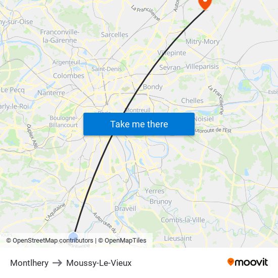 Montlhery to Moussy-Le-Vieux map