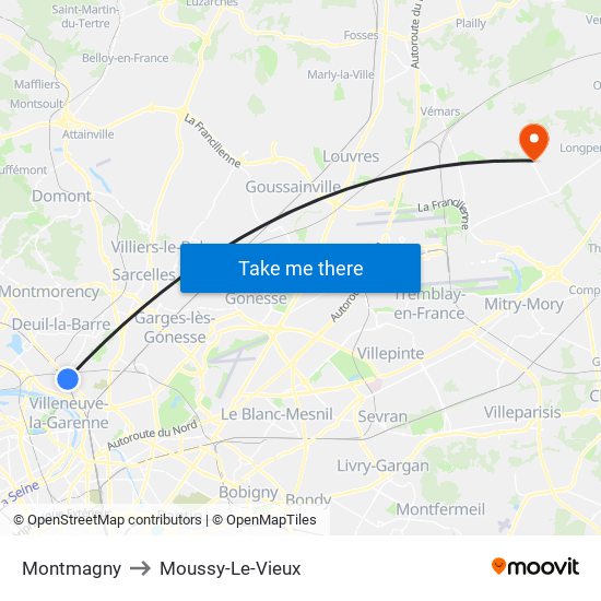 Montmagny to Moussy-Le-Vieux map