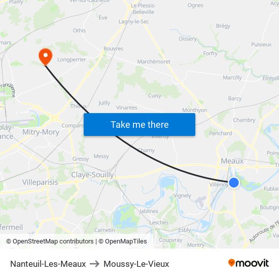 Nanteuil-Les-Meaux to Moussy-Le-Vieux map