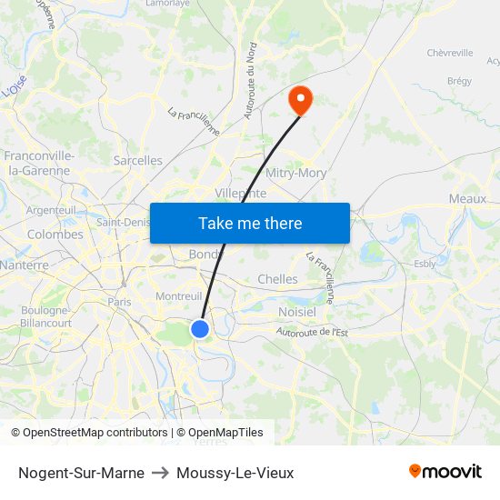 Nogent-Sur-Marne to Moussy-Le-Vieux map