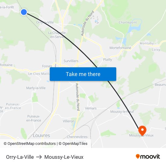 Orry-La-Ville to Moussy-Le-Vieux map
