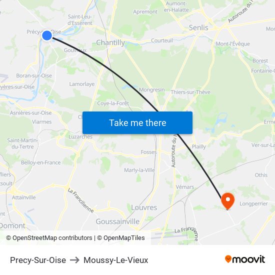 Precy-Sur-Oise to Moussy-Le-Vieux map