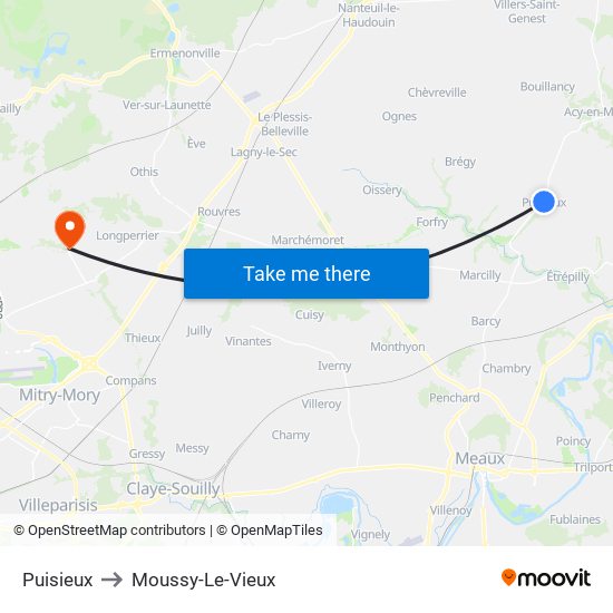 Puisieux to Moussy-Le-Vieux map