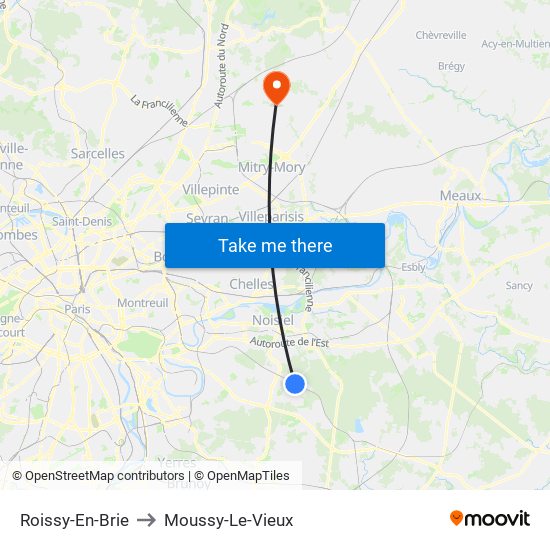 Roissy-En-Brie to Moussy-Le-Vieux map