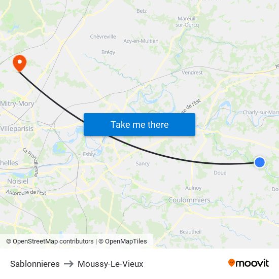 Sablonnieres to Moussy-Le-Vieux map