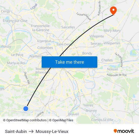 Saint-Aubin to Moussy-Le-Vieux map
