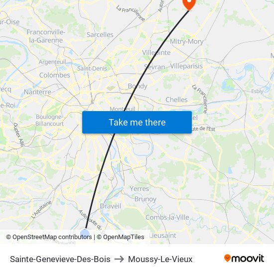 Sainte-Genevieve-Des-Bois to Moussy-Le-Vieux map