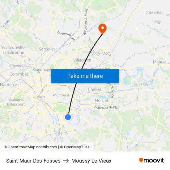 Saint-Maur-Des-Fosses to Moussy-Le-Vieux map