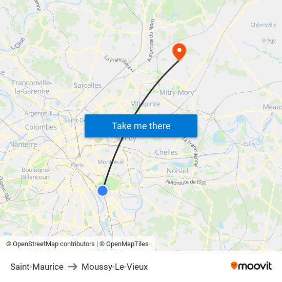 Saint-Maurice to Moussy-Le-Vieux map
