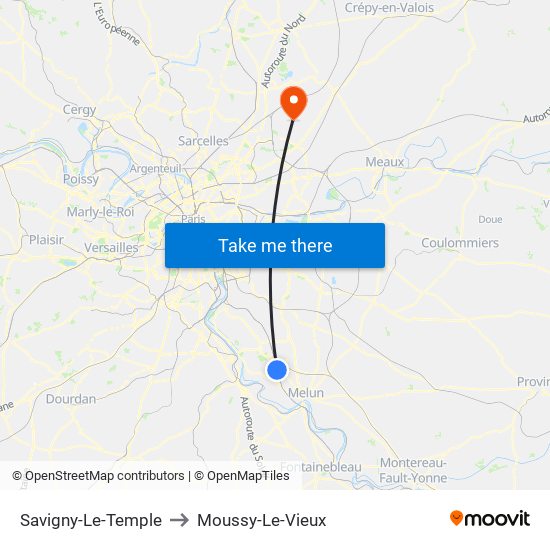 Savigny-Le-Temple to Moussy-Le-Vieux map