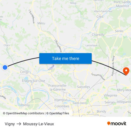 Vigny to Moussy-Le-Vieux map