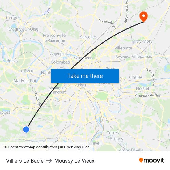Villiers-Le-Bacle to Moussy-Le-Vieux map
