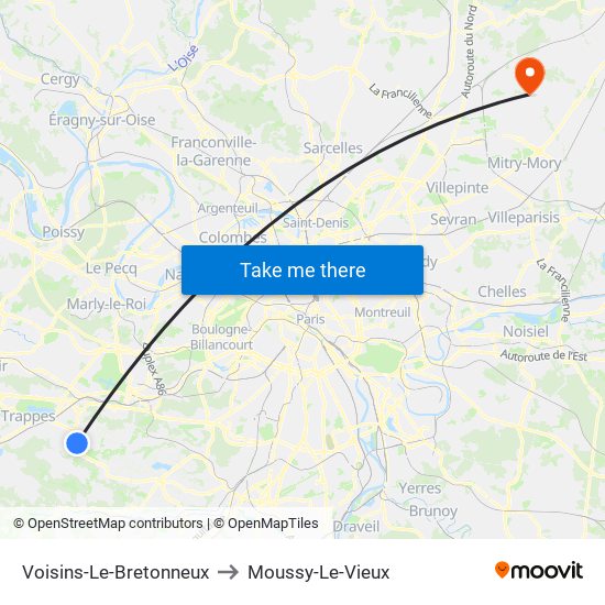Voisins-Le-Bretonneux to Moussy-Le-Vieux map