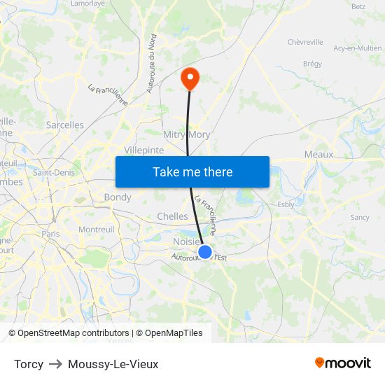 Torcy to Moussy-Le-Vieux map
