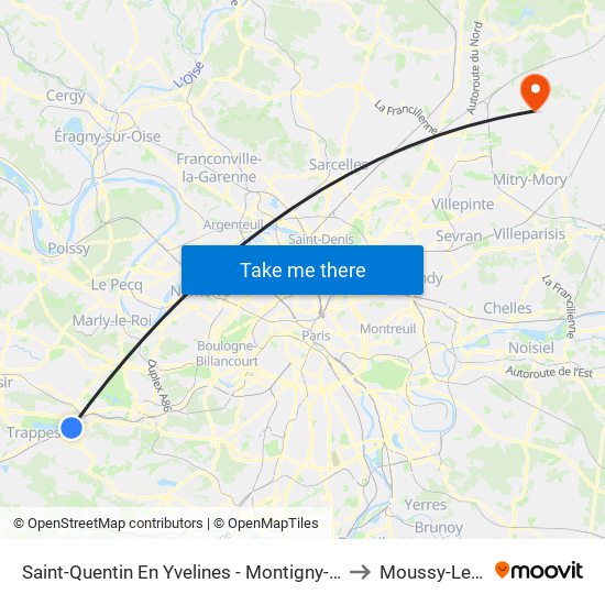 Saint-Quentin En Yvelines - Montigny-Le-Bretonneux to Moussy-Le-Vieux map