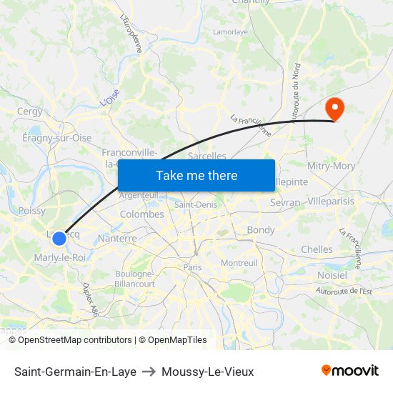 Saint-Germain-En-Laye to Moussy-Le-Vieux map