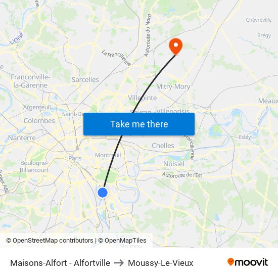 Maisons-Alfort - Alfortville to Moussy-Le-Vieux map