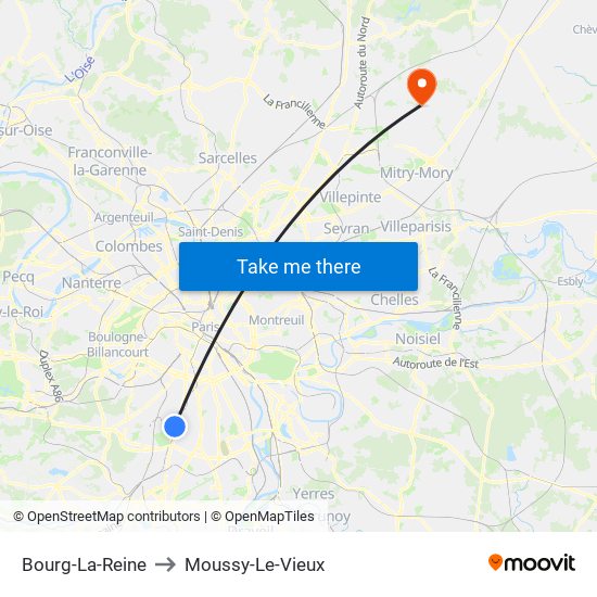 Bourg-La-Reine to Moussy-Le-Vieux map