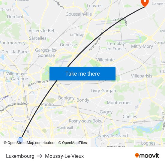 Luxembourg to Moussy-Le-Vieux map