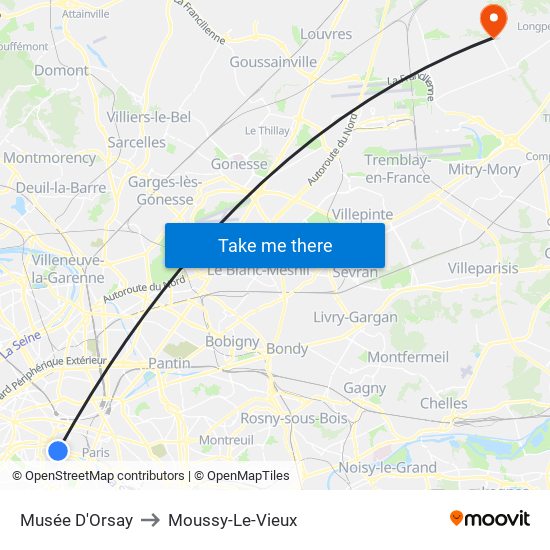 Musée D'Orsay to Moussy-Le-Vieux map