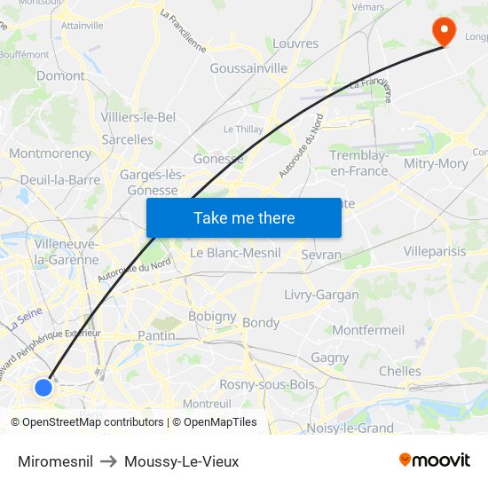 Miromesnil to Moussy-Le-Vieux map
