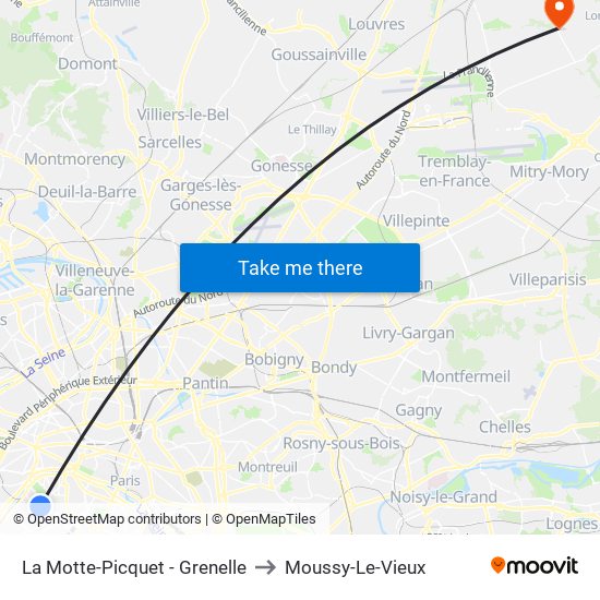 La Motte-Picquet - Grenelle to Moussy-Le-Vieux map