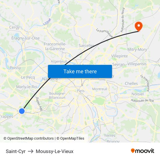 Saint-Cyr to Moussy-Le-Vieux map