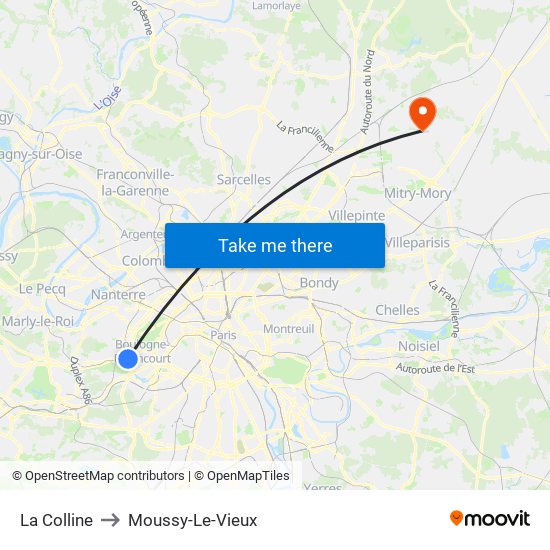 La Colline to Moussy-Le-Vieux map