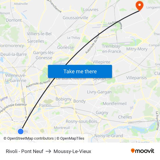 Rivoli - Pont Neuf to Moussy-Le-Vieux map