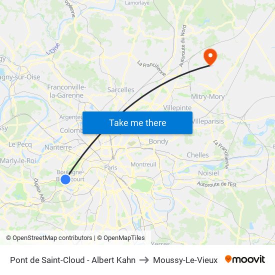 Pont de Saint-Cloud - Albert Kahn to Moussy-Le-Vieux map