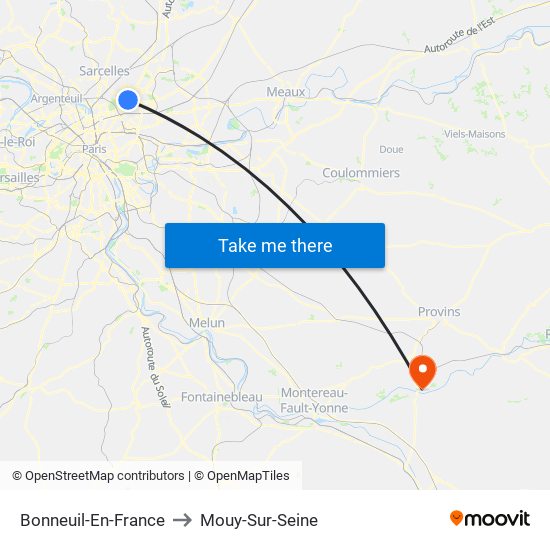 Bonneuil-En-France to Mouy-Sur-Seine map