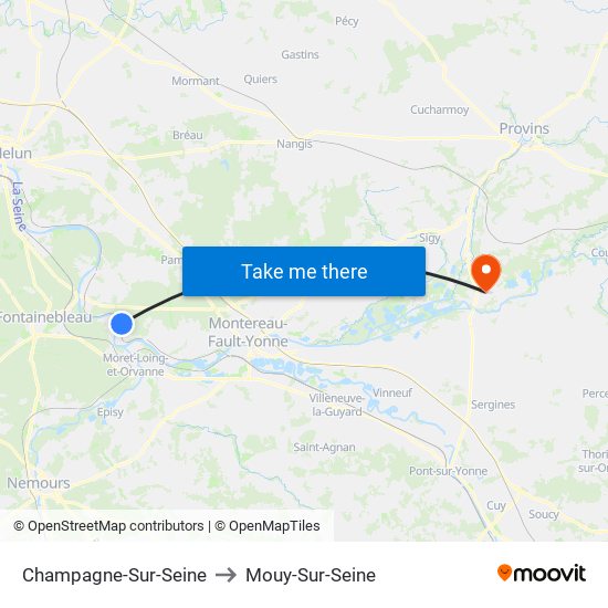 Champagne-Sur-Seine to Mouy-Sur-Seine map