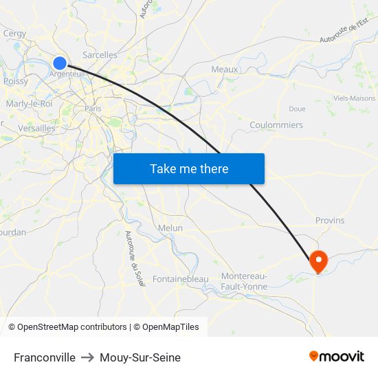 Franconville to Mouy-Sur-Seine map