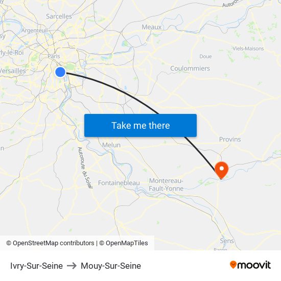 Ivry-Sur-Seine to Mouy-Sur-Seine map