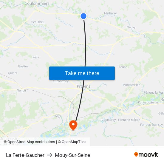 La Ferte-Gaucher to Mouy-Sur-Seine map