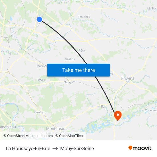 La Houssaye-En-Brie to Mouy-Sur-Seine map