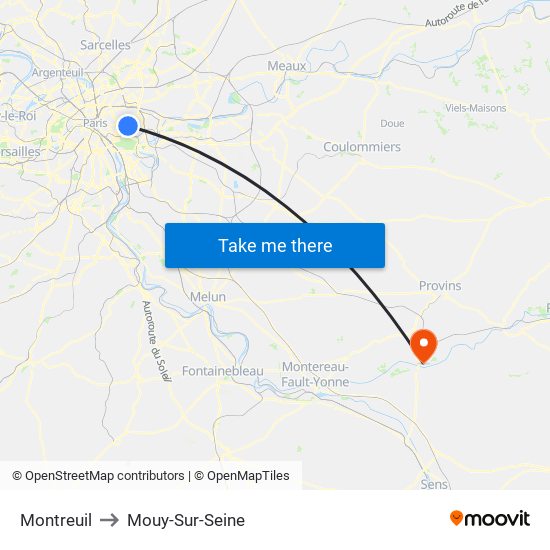 Montreuil to Mouy-Sur-Seine map