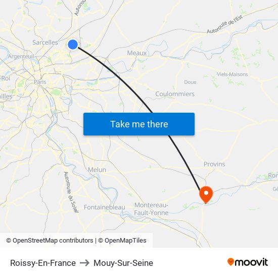 Roissy-En-France to Mouy-Sur-Seine map