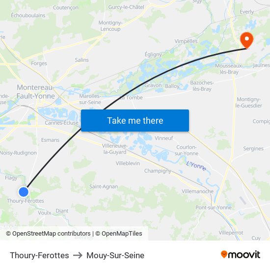 Thoury-Ferottes to Mouy-Sur-Seine map