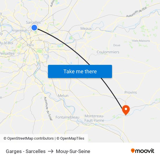 Garges - Sarcelles to Mouy-Sur-Seine map