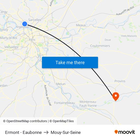 Ermont - Eaubonne to Mouy-Sur-Seine map